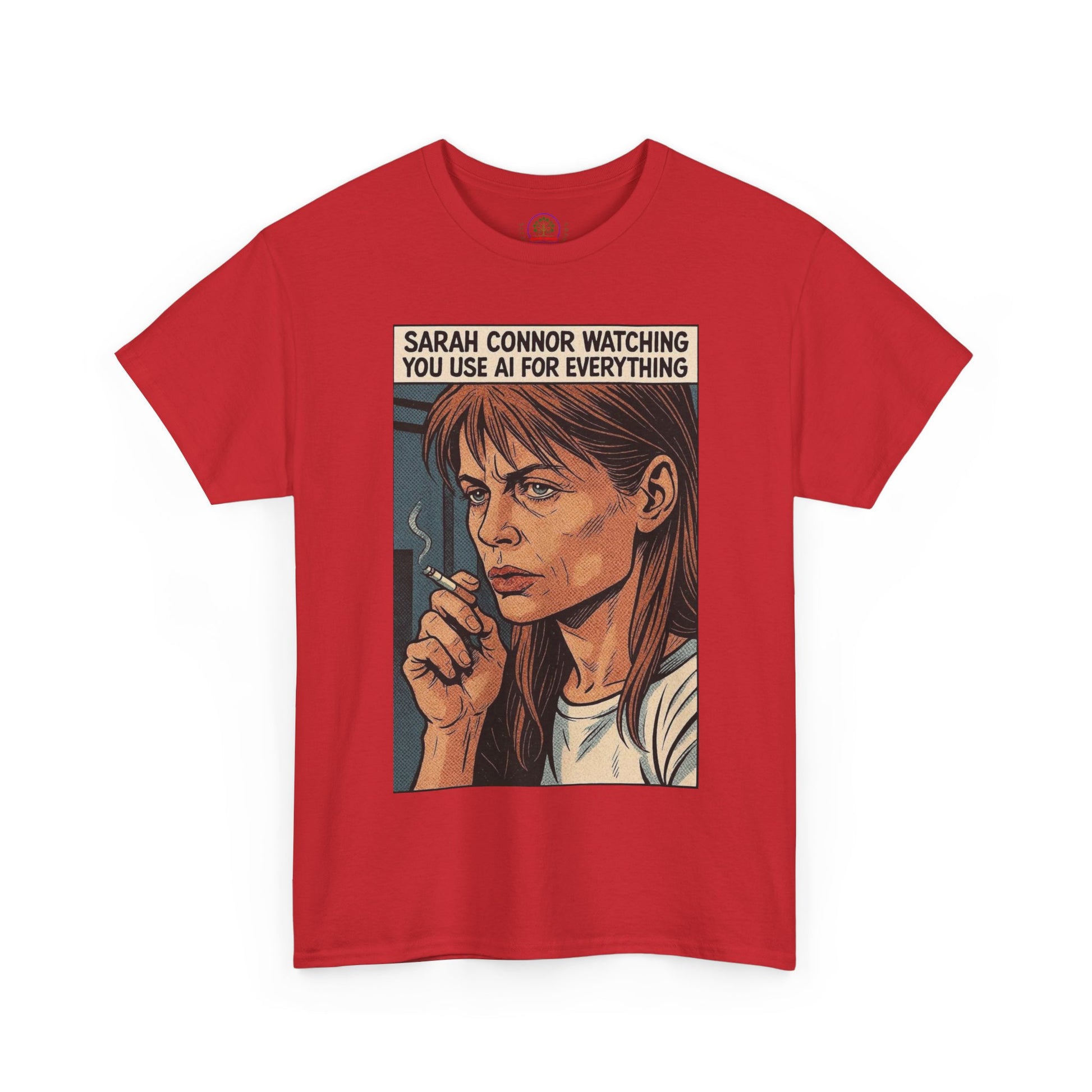 Sarcastic T-Shirt, Sarah Connor Watching You Use AI for Everything, Funny, Retro - Secondhand Readers