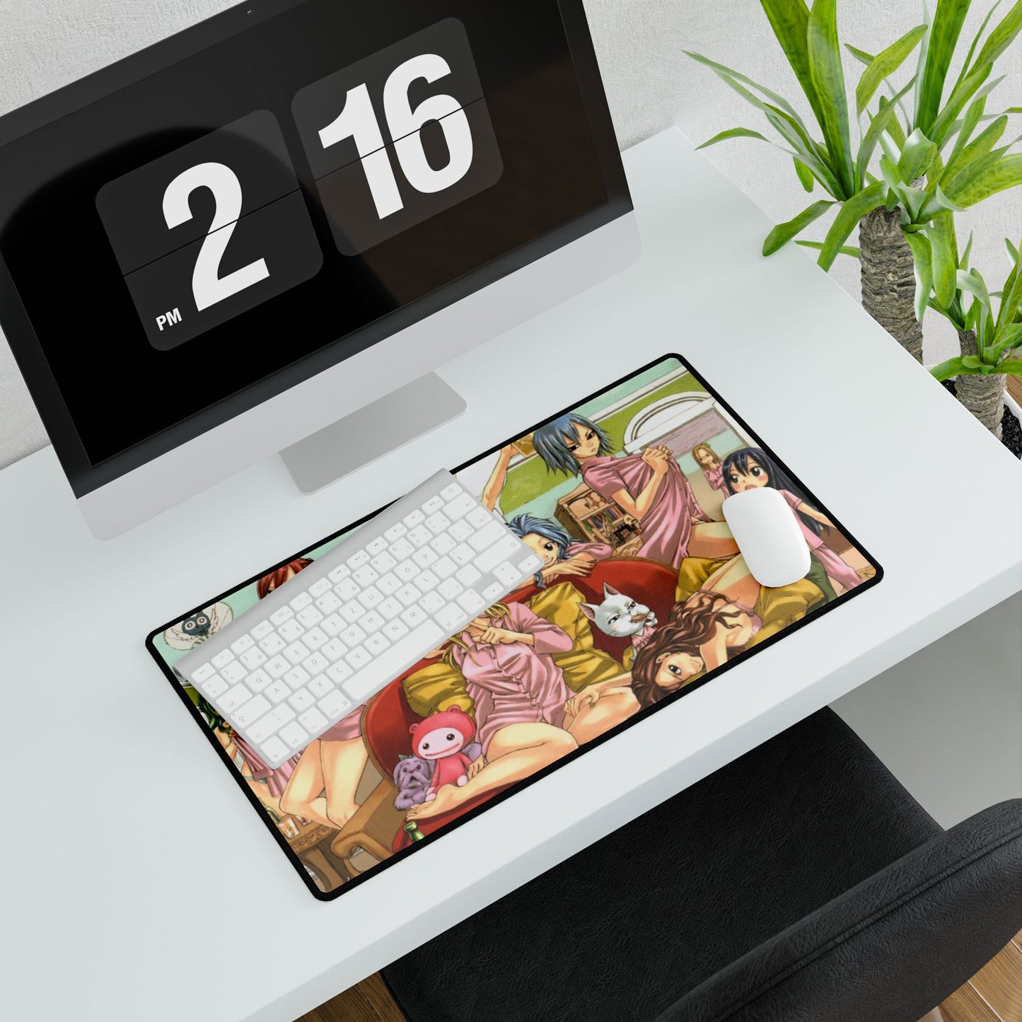 Anime inspired Fairy Tail desk mat featuring Fairy Hills characters, perfect for home decor and gaming setups.