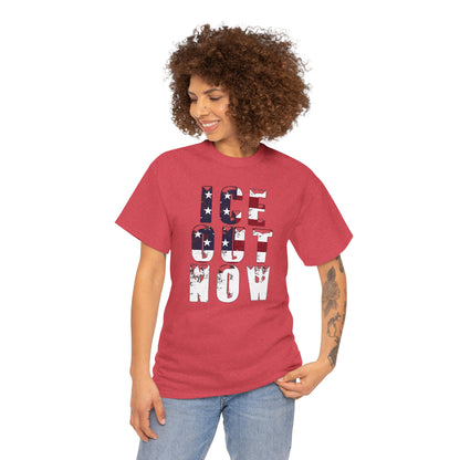 ICE OUT NOW Protest Tee, Immigration Rights Political Statement