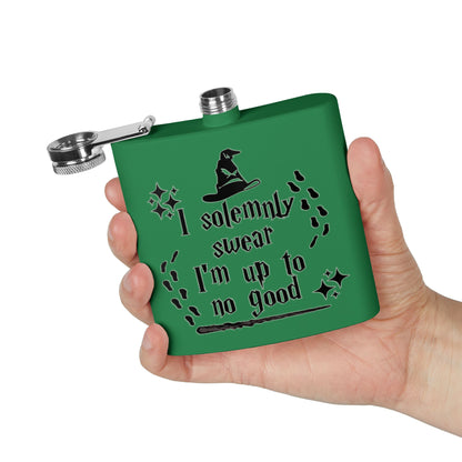 Stainless steel 6oz mug with "I Solemnly Swear I Am Up To No Good" printed design, from Printify.