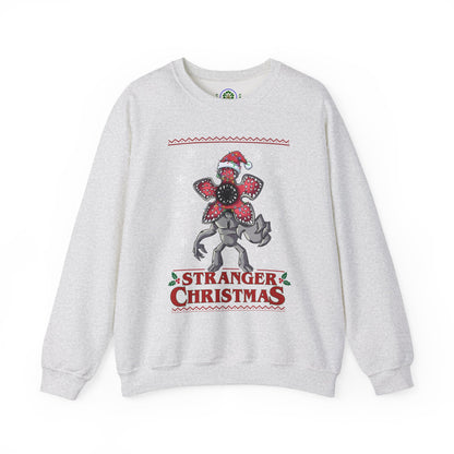 Stranger Christmas Crewneck Sweatshirt — Retro Holiday Stranger Things Demogorgon Design, Ugly Sweater