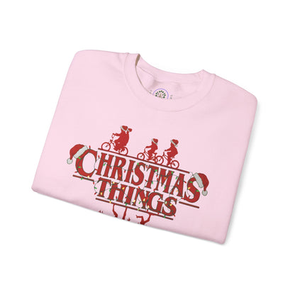 Christmas Things Sweatshirt | Stranger Style Retro Holiday Graphic  | The Upsidedown