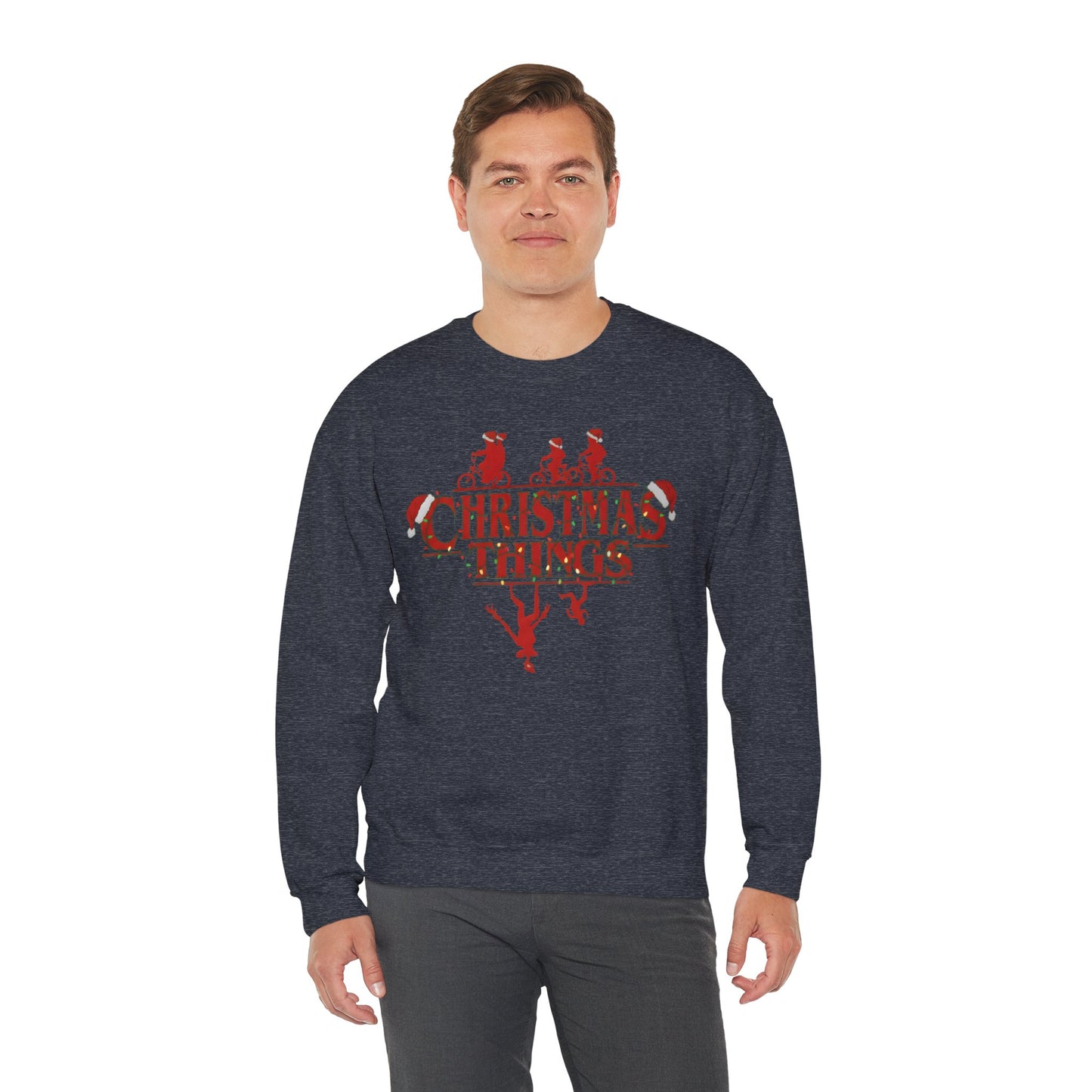 Christmas Things Sweatshirt | Stranger Style Retro Holiday Graphic  | The Upsidedown