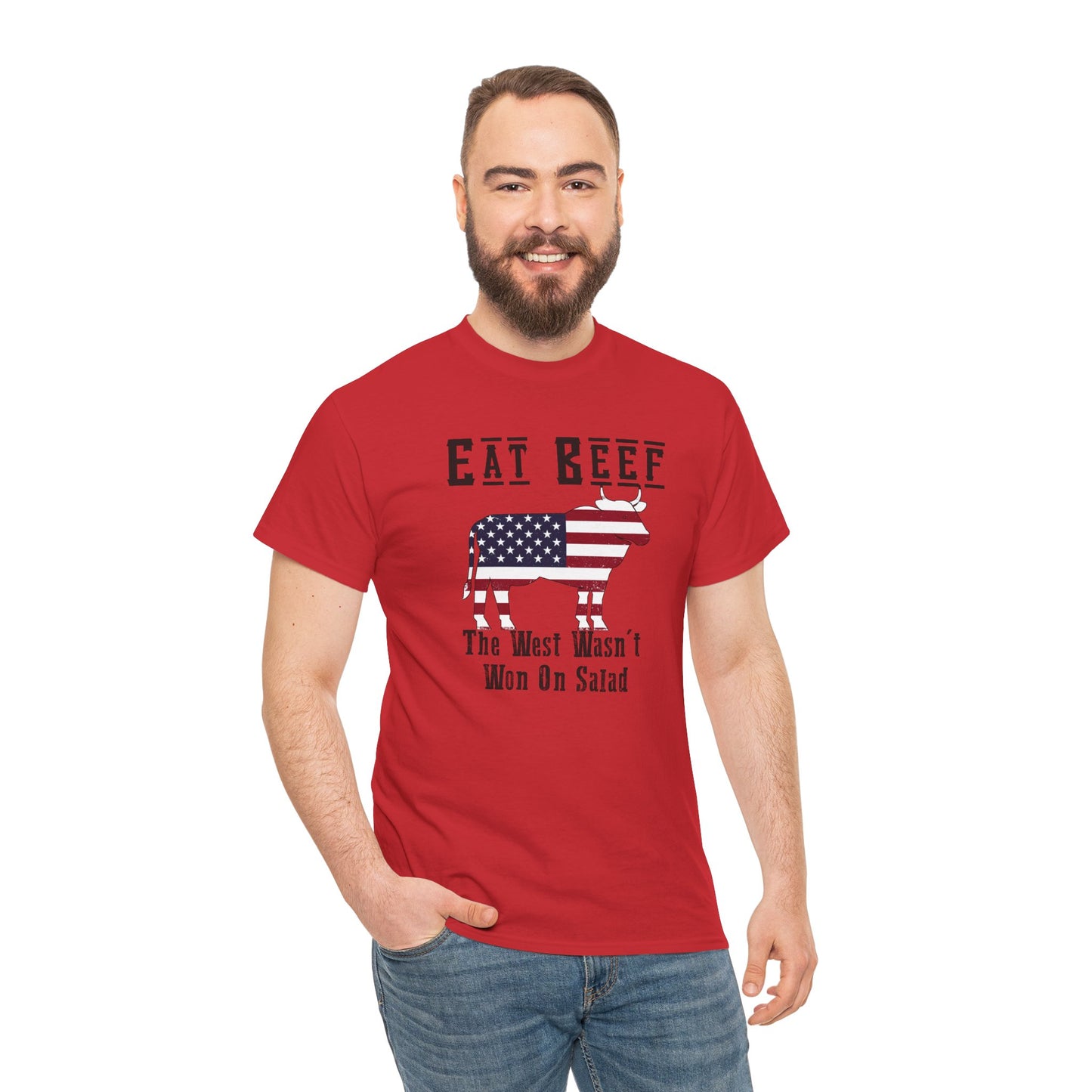 Funny American BBQ Unisex Tee, Meat Eaters Joke Shirt, Eat Beef Gift, Patriotic