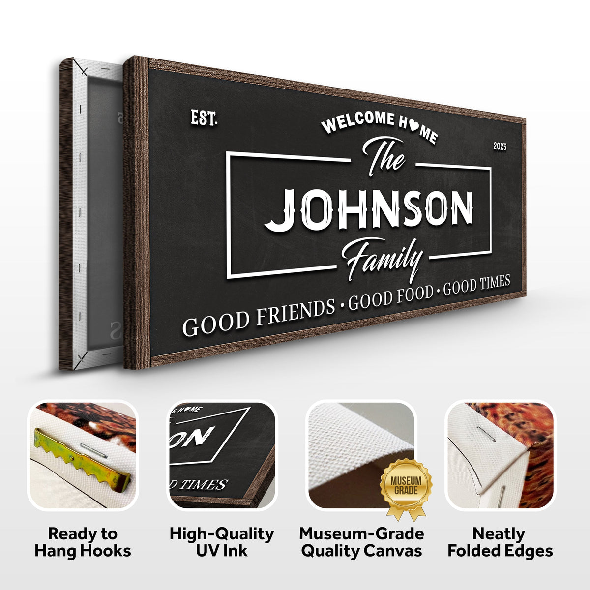 Decorative welcome home wall sign on canvas by Tailored Canvases featuring a warm, inviting message for home decor.