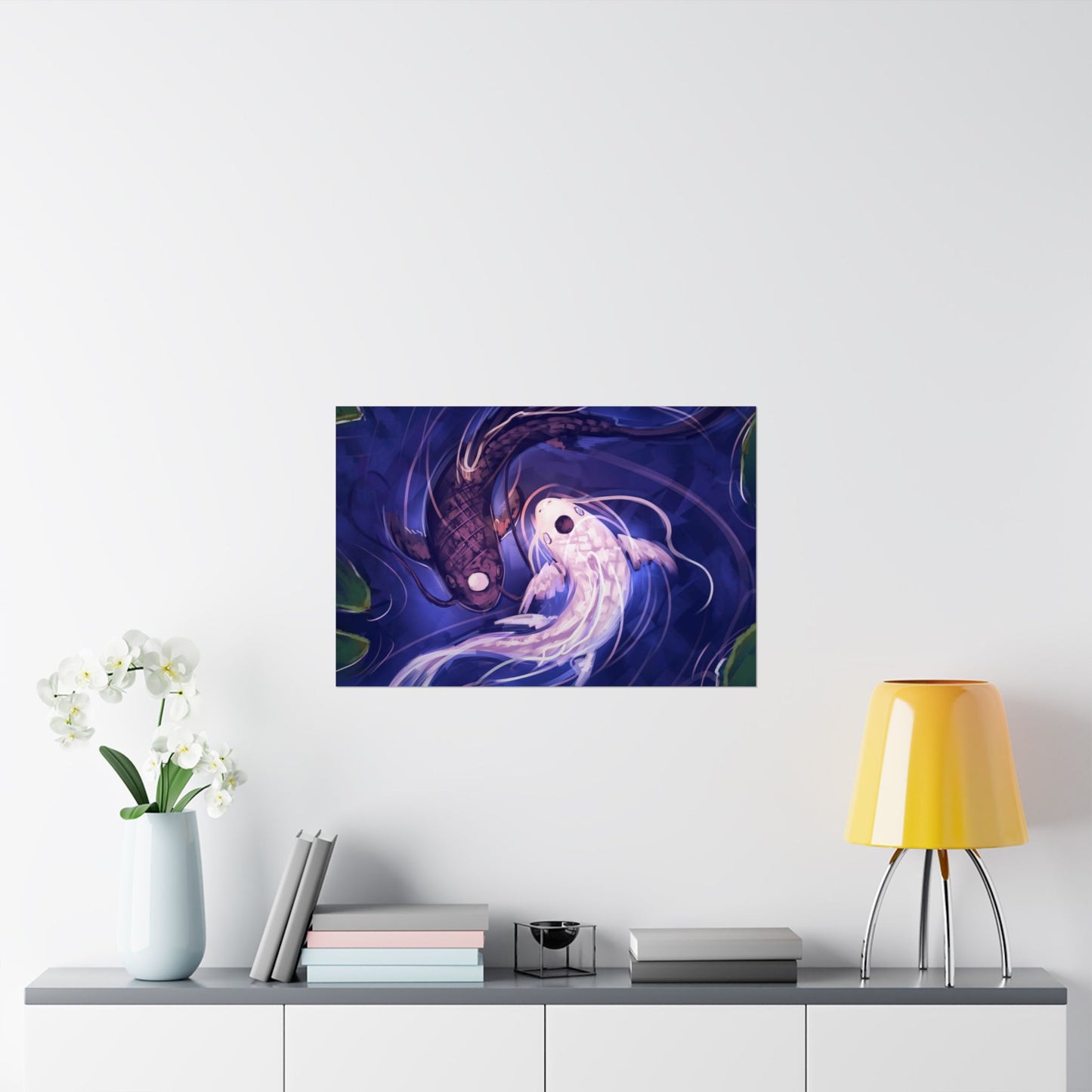 Yin Yang Koi Fish Matte Horizontal Poster | Avatar-Inspired Tui and La, Moon and Ocean Spirit