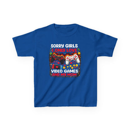 Sorry Girls I Only Love Video Games And My Mom Kids Tee | Gamer Controller Valentine Design