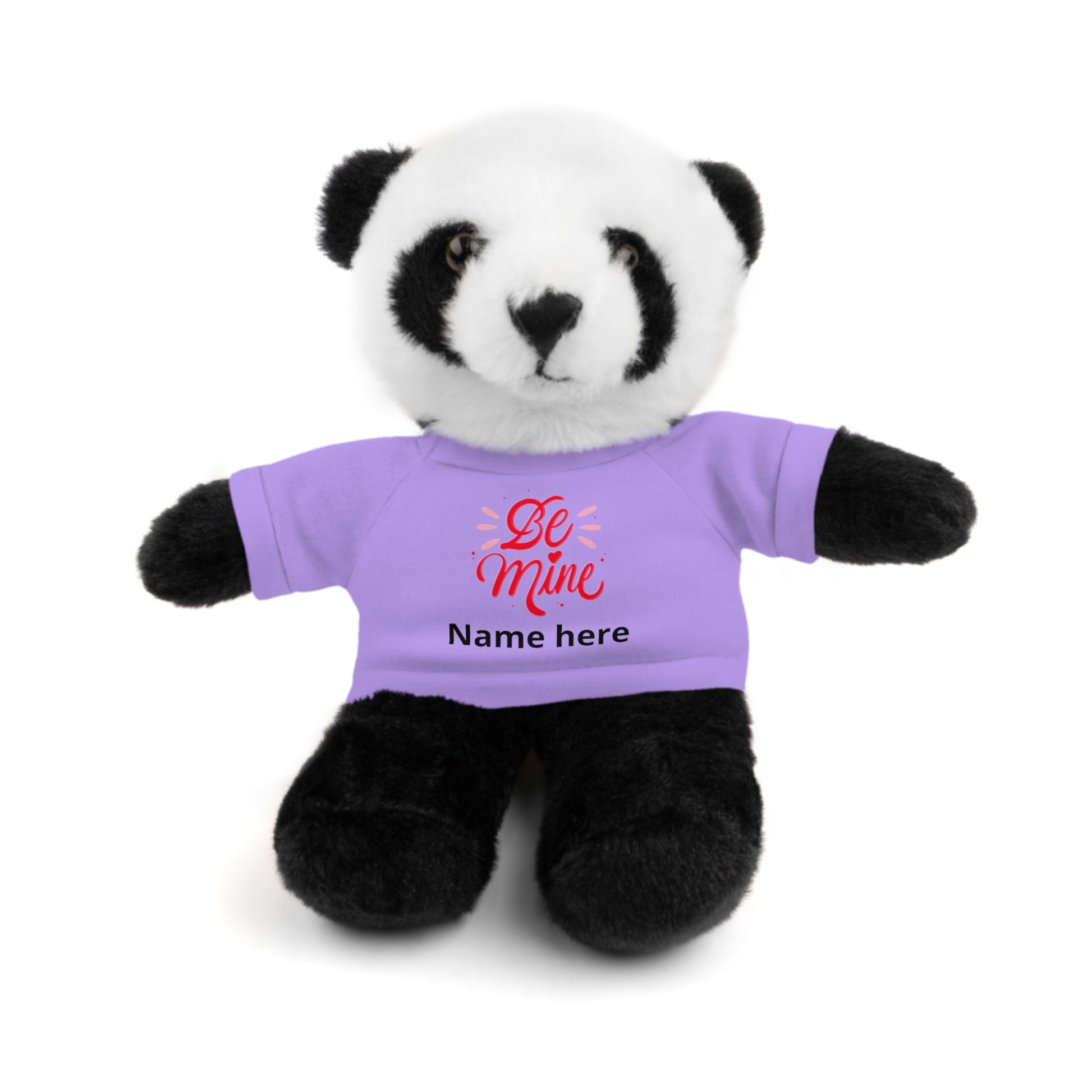 Personalized Be Mine Heart stuffed animal with tee, a plush Valentine accessory featuring a custom name from Printify.