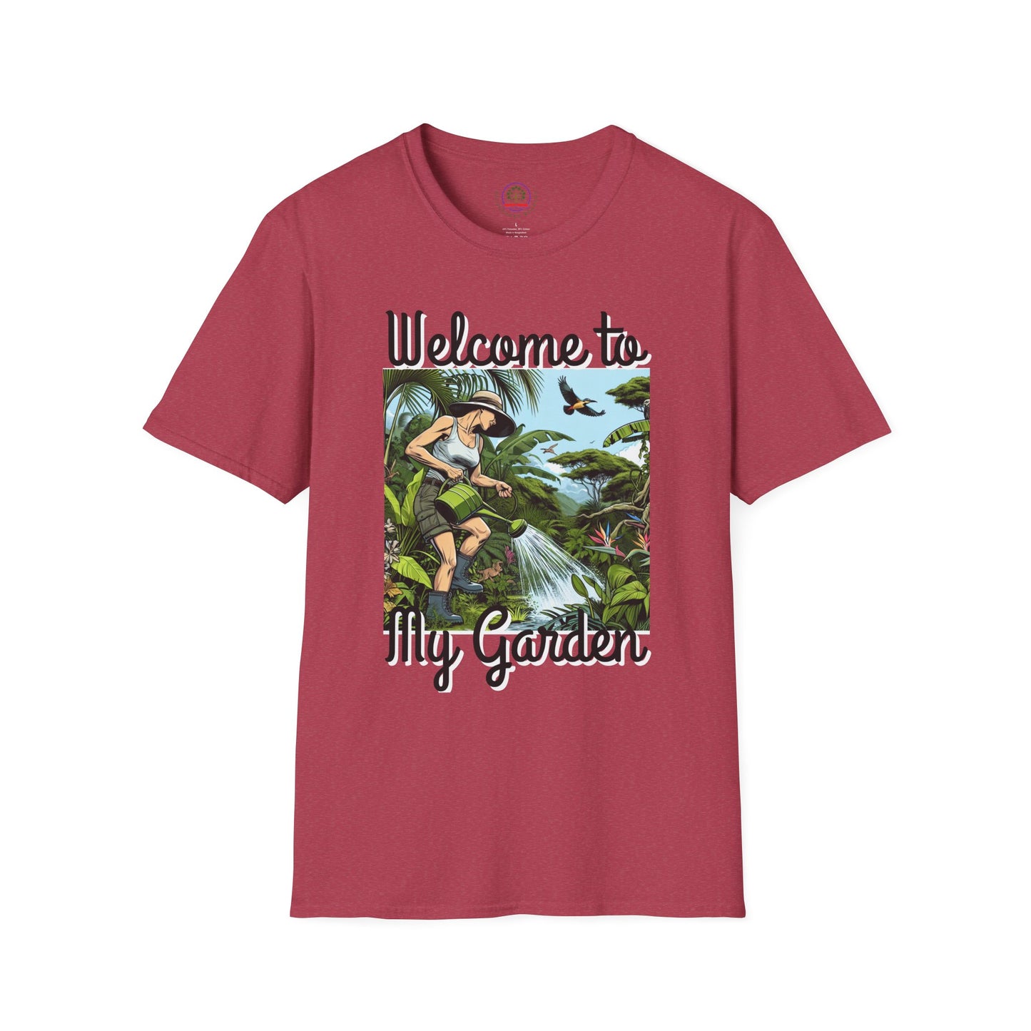 Welcome to My Garden Unisex T-Shirt - Funny Woman Watering Jungle Tee, Plant