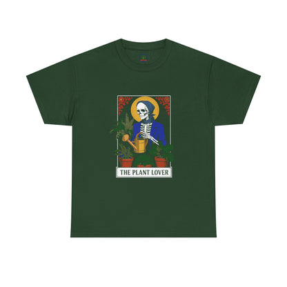 Plant lover T-shirt featuring tarot card design, ideal for plant enthusiasts and fans of creative, humorous plant-themed apparel.