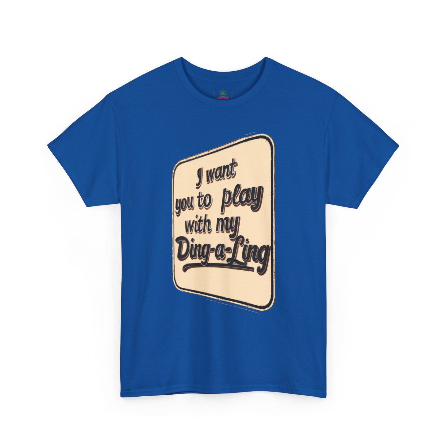 Retro novelty graphic T-shirt by Printify featuring Chuck Berry’s humorous "I Want You to Play with My Ding-a-Ling" design