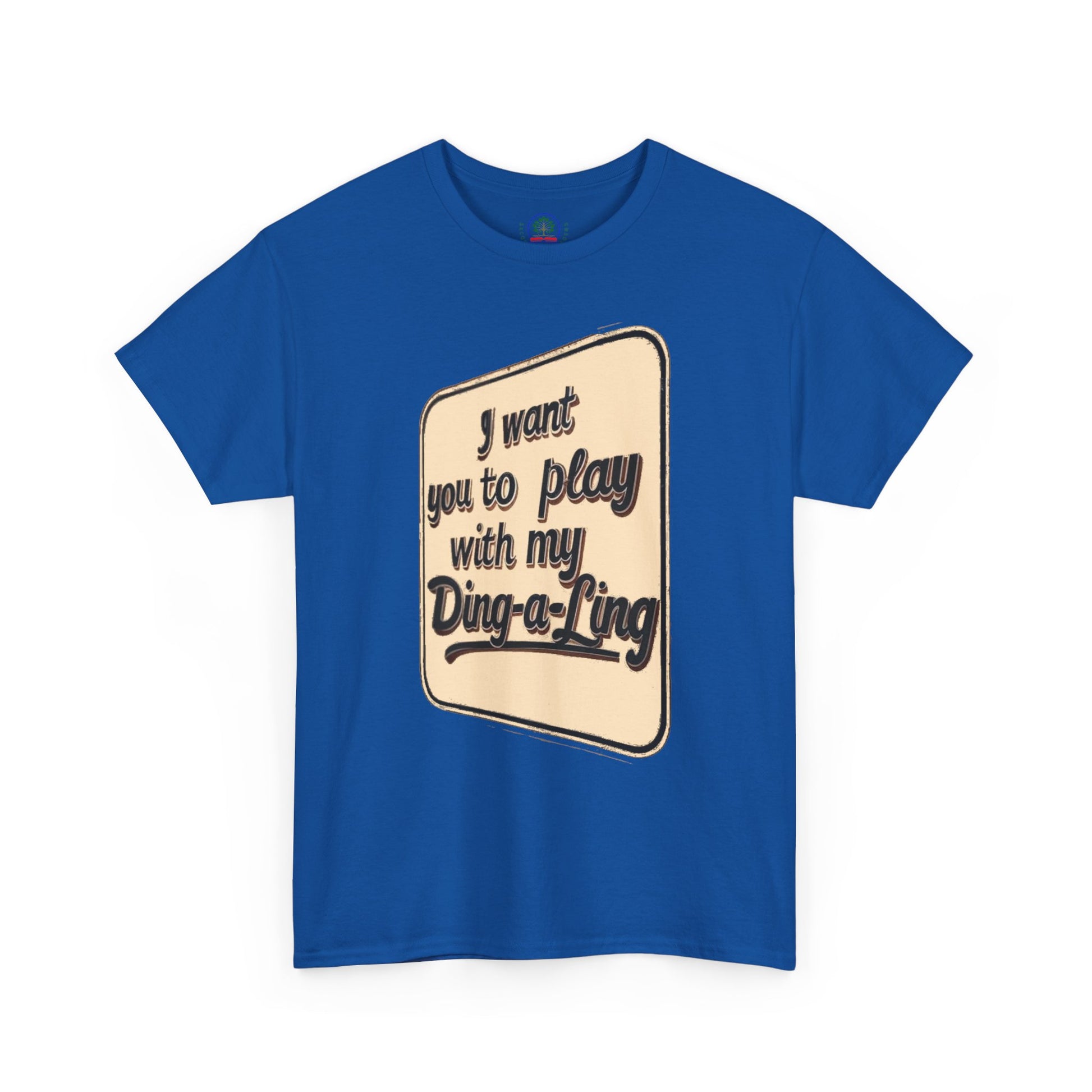 Retro novelty graphic T-shirt by Printify featuring Chuck Berry’s humorous "I Want You to Play with My Ding-a-Ling" design