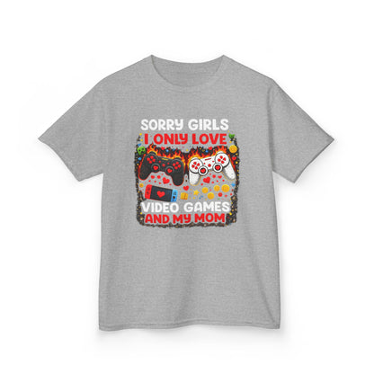 Sorry Girls I Only Love Video Games And My Mom Kids Tee | Gamer Controller Valentine Design