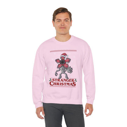Stranger Christmas Crewneck Sweatshirt — Retro Holiday Stranger Things Demogorgon Design, Ugly Sweater