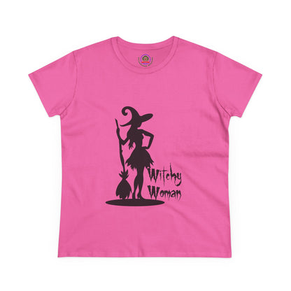 Witchy Woman Tee, Halloween Shirt, Women's Midweight Cotton Tee, Spooky Gift