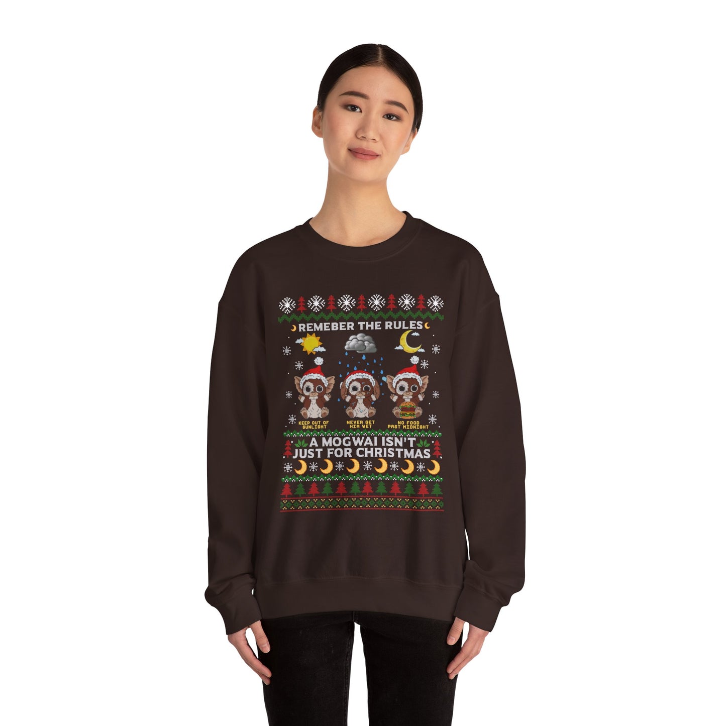 Gremlins Mogwai Ugly Christmas Sweater Crewneck Sweatshirt | Retro Holiday