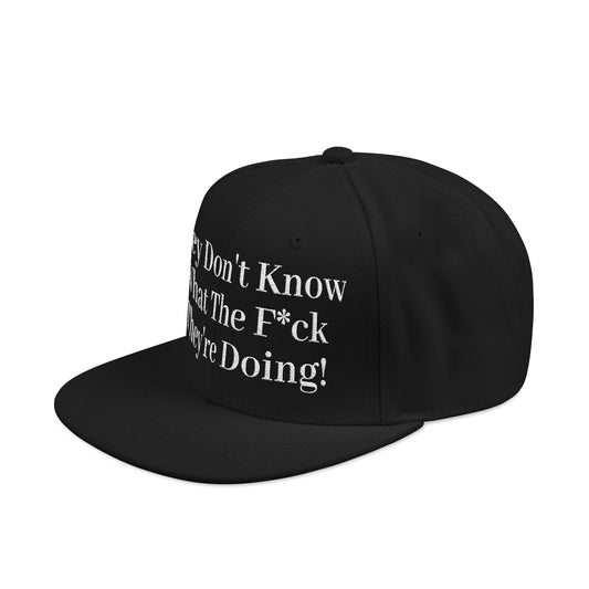 Embroidered Snapback Hat, They Don't Know What They're Doing, MAGA, Funny