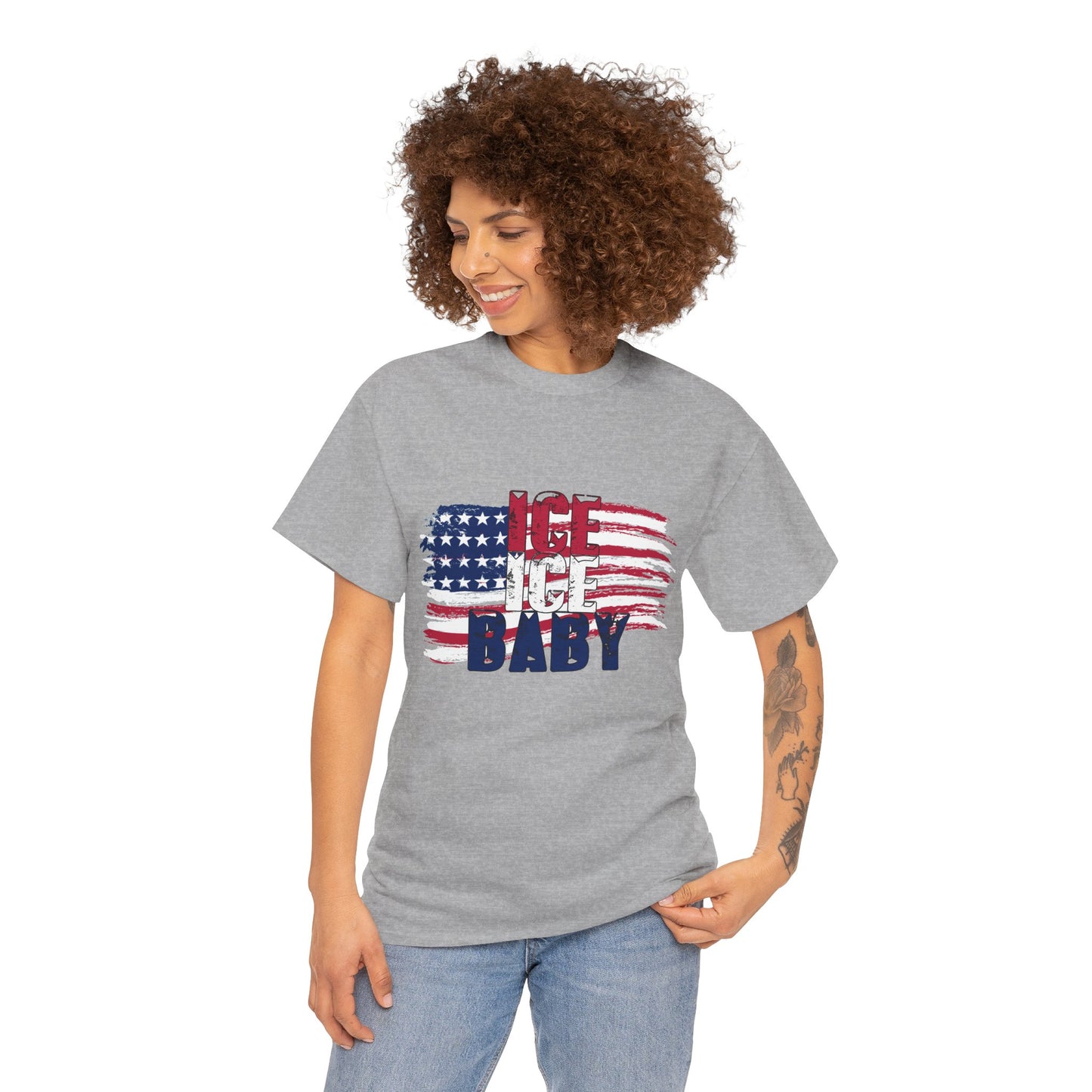 Ice Ice Baby American Flag T-Shirt, Patriotic Tee, America First, USA - Secondhand Readers