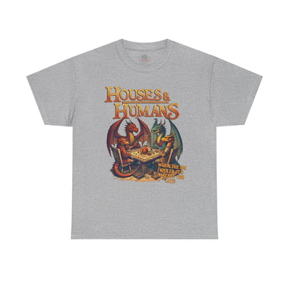 Houses and Humans Role-Playing Tee, a graphic T-shirt featuring fantasy-themed house and human characters for RPG fans.
