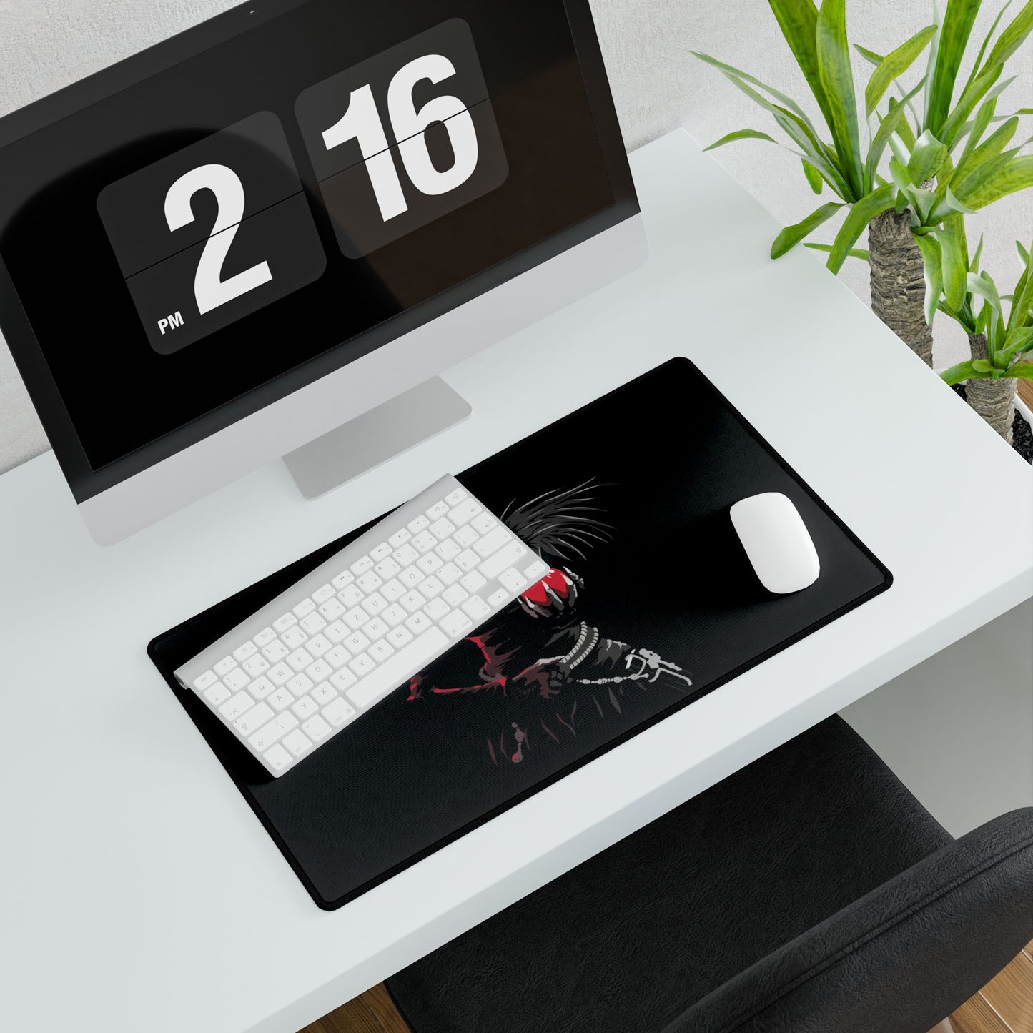 Ryuk Shinigami desk mat featuring anime-inspired design, ideal for home decor and gaming setups, by Printify.