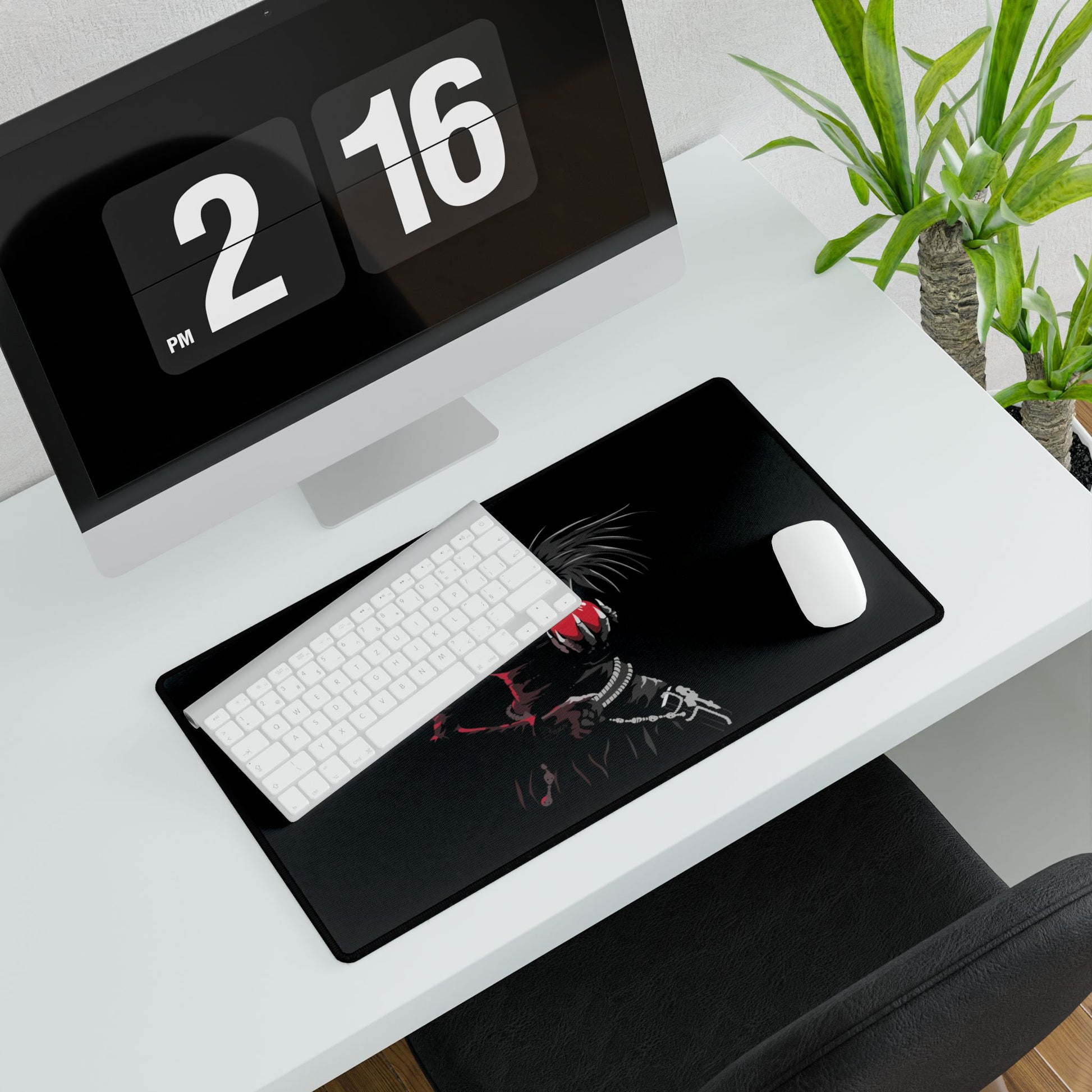 Ryuk Shinigami desk mat featuring anime-inspired design, ideal for home decor and gaming setups, by Printify.