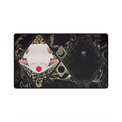 Anime-inspired Tsubasa Chronicle desk mat featuring Mokonas, Soel, and Larg design, ideal for home decor and gaming setups.