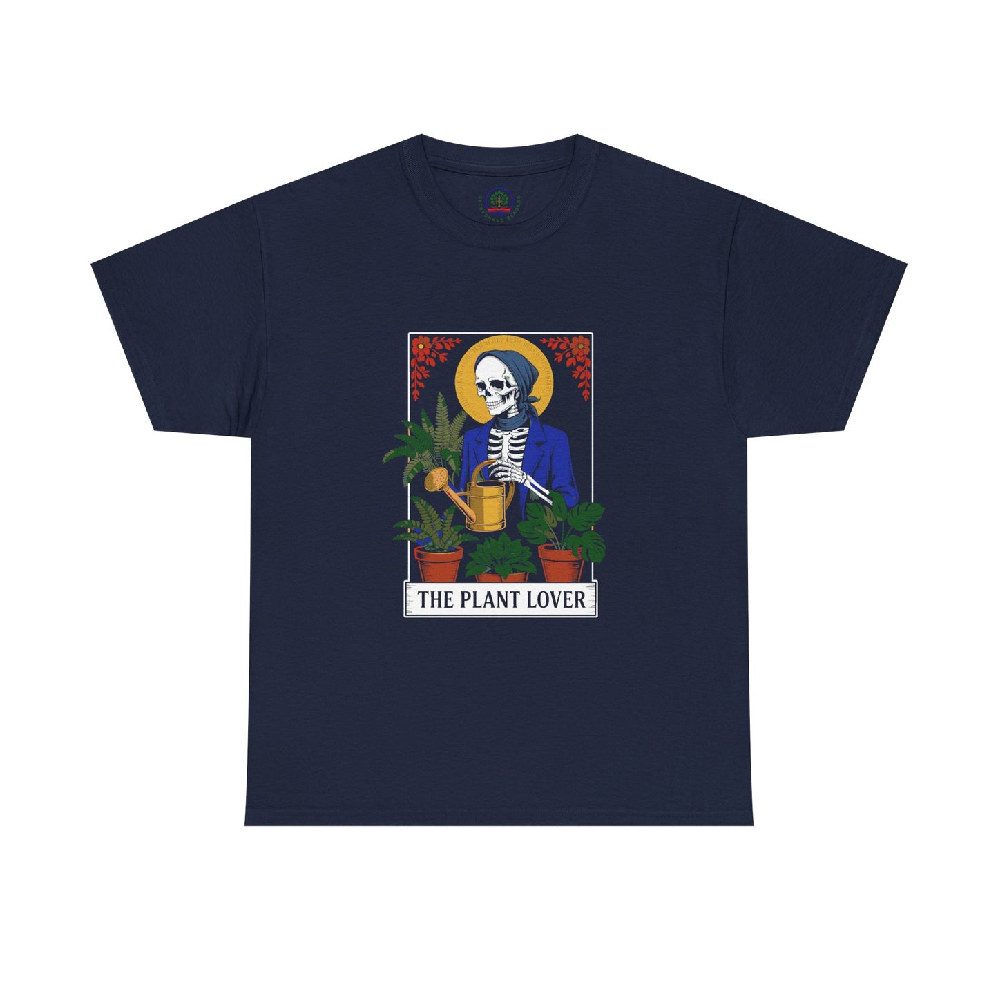 Plant lover T-shirt featuring tarot card design, perfect for plant enthusiasts and fans of humorous, creative plant-themed apparel.