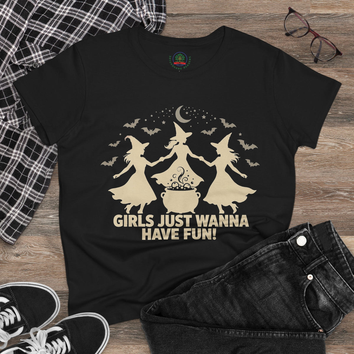 Girls Just Wanna Have Fun, Witch Dance Halloween Shirt, Womens Tee