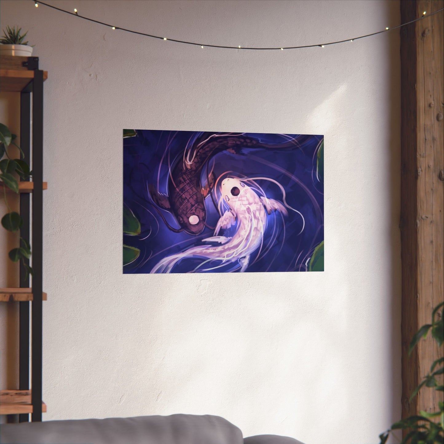 Yin Yang Koi Fish Matte Horizontal Poster | Avatar-Inspired Tui and La, Moon and Ocean Spirit