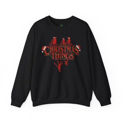 Christmas Things Sweatshirt | Stranger Style Retro Holiday Graphic  | The Upsidedown