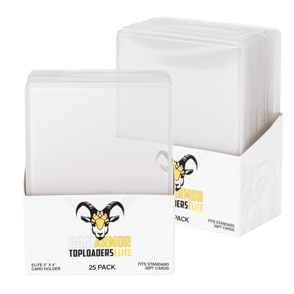 Goat Armor Elite Top Loaders for baseball and softball, clear plastic protective cases for team and player equipment.