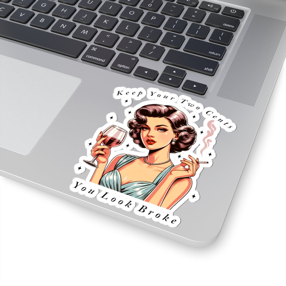 Keep Your Two Cents Kiss-Cut Stickers, Sarcastic Vintage Girl, Fun Decor - Secondhand Readers