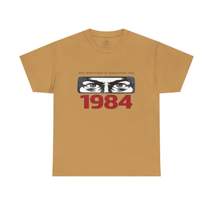 Black Big Brother Is Watching You 1984 T-shirt featuring George Orwell's dystopian quote, printed on a comfortable Printify tee.