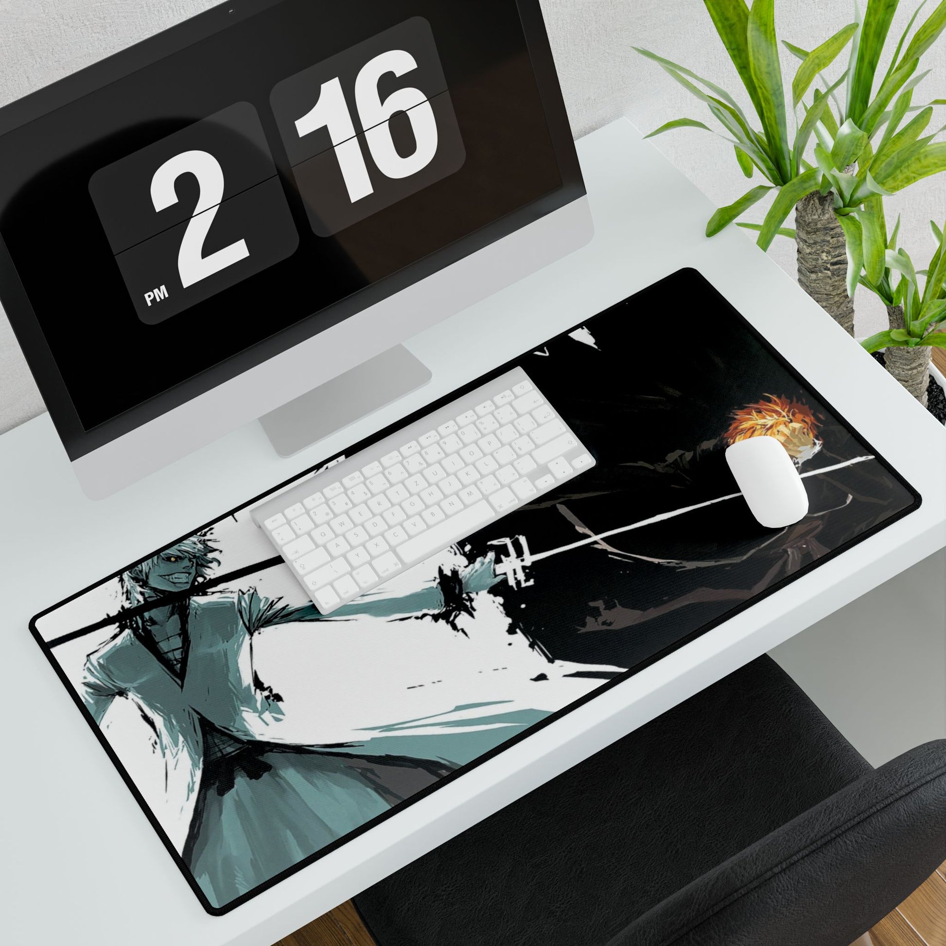Anime inspired Ichigo vs Ichigo Shinigami substitute desk mat and gaming mouse pad with detailed anime character artwork.