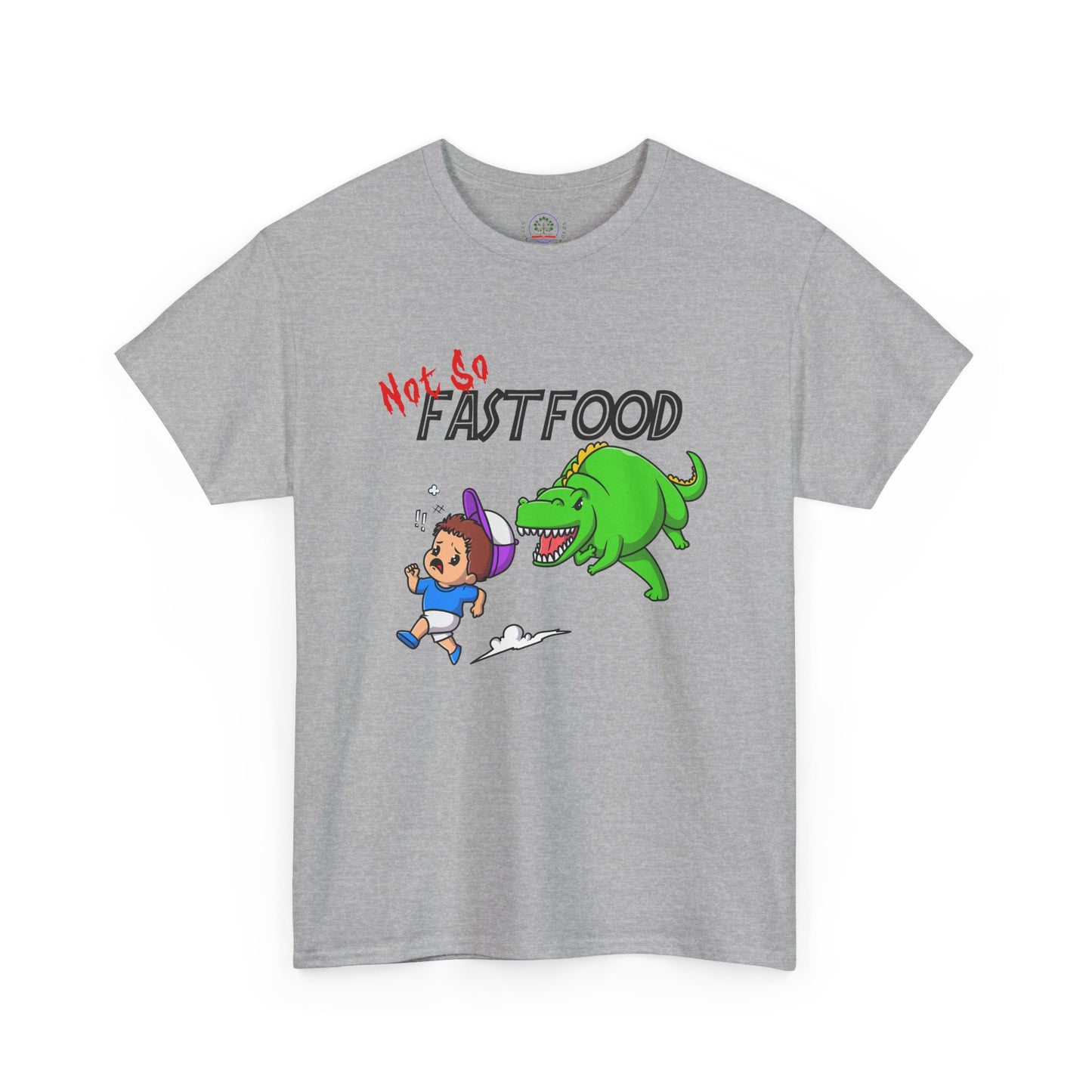 Funny Dinosaur T-Shirt, Not So Fast Food Tee, Unisex Graphic Shirt, Cartoon Animal Apparel, Jurassic Park Lover Gift