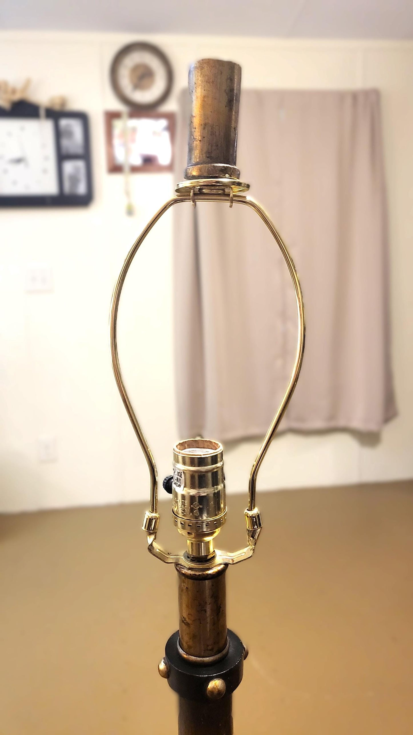 Vintage Mid Century Modern Brass Painted Wooden Table Lamps (pair)