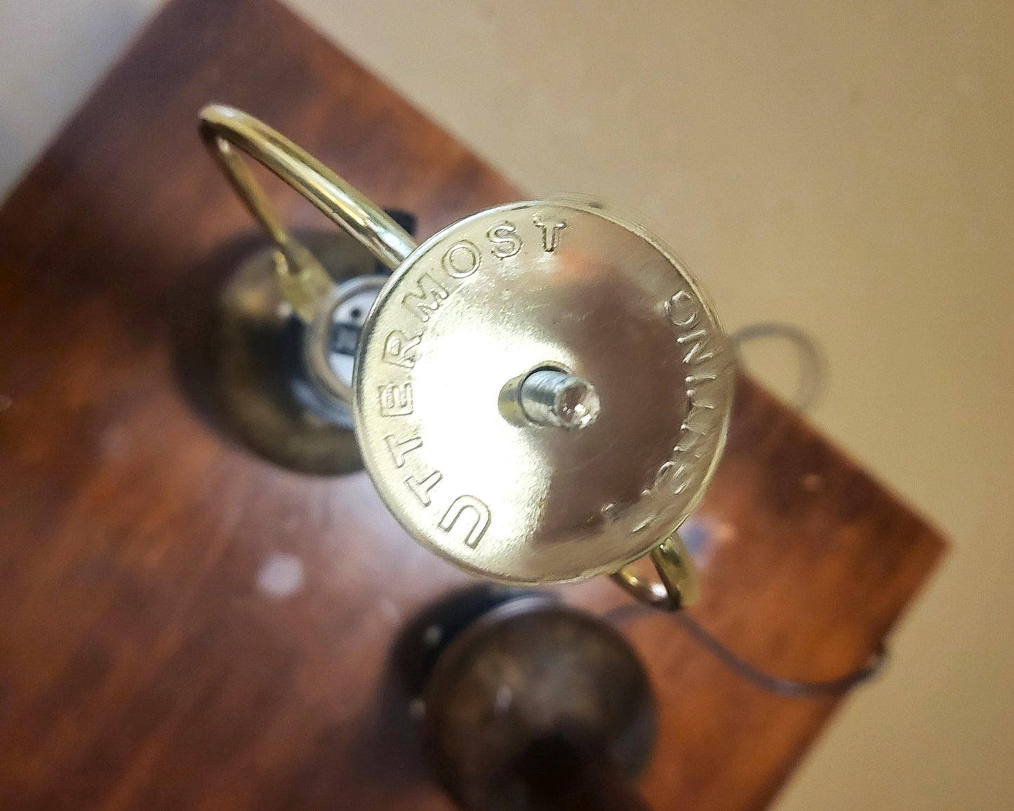 Vintage Mid Century Modern Brass Painted Wooden Table Lamps (pair)