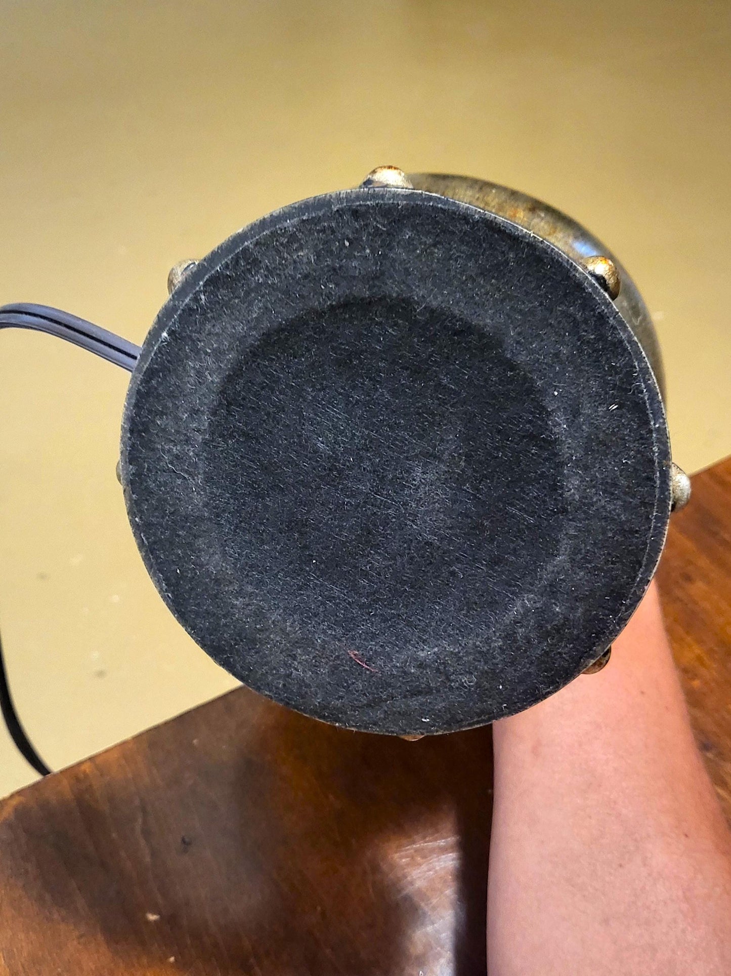 Vintage Mid Century Modern Brass Painted Wooden Table Lamps (pair)