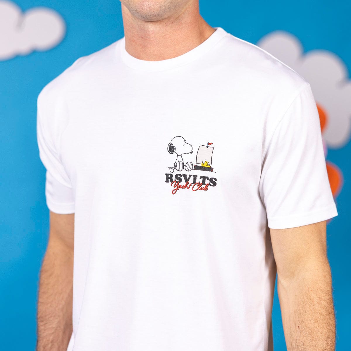 RSVLTS Peanuts crewneck T-shirt featuring Sailin' Away design with Peanuts characters on a soft cotton fabric.