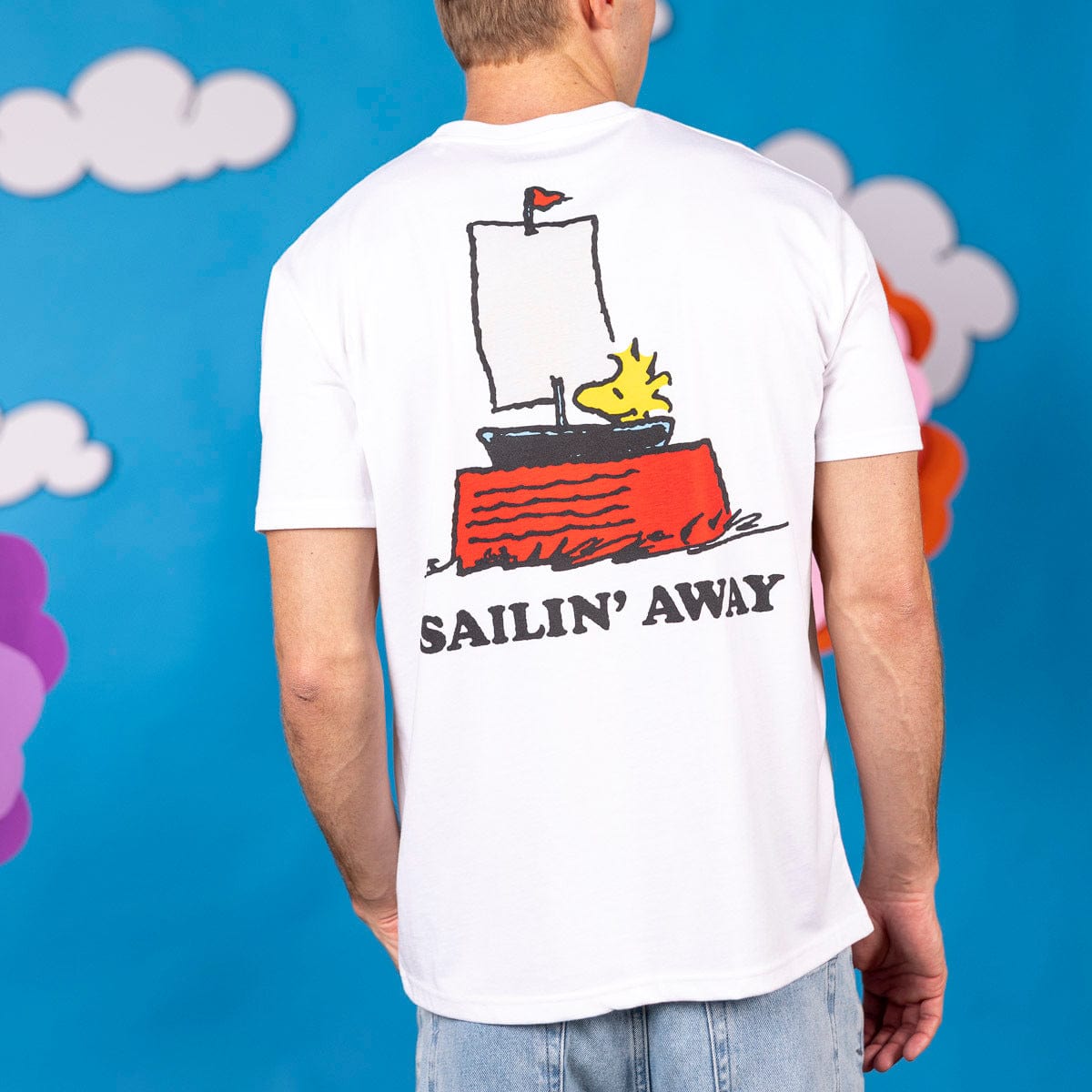 RSVLTS® Peanuts Sailin' Away crewneck T-shirt with Peanuts characters and nautical design on a casual cotton tee.