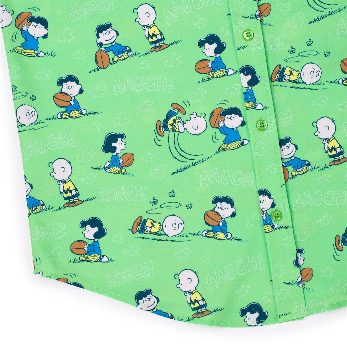 RSVLTS® Peanuts "AAUGH!" KUNUFLEX short sleeve shirt featuring Peanuts comic strip characters and colorful design.