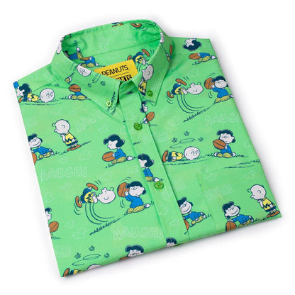 RSVLTS Peanuts "AAUGH!" Kunuflex short sleeve shirt featuring Peanuts comic character design and vibrant colors.