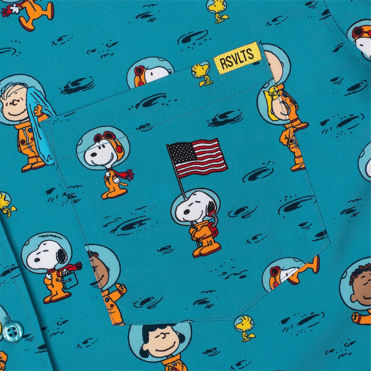 RSVLTS® Peanuts Astro 'Nuts' short sleeve shirt featuring Peanuts comic character design on comfortable Kunuflex fabric.