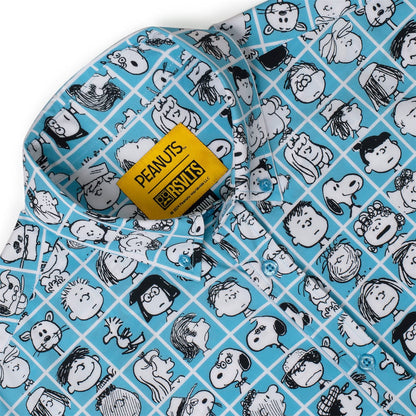 RSVLTS® Peanuts "The Peanut Gallery" KUNUFLEX short sleeve shirt featuring classic Peanuts comic strip design.