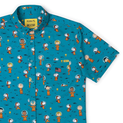 RSVLTS Astro 'Nuts' Peanuts short sleeve shirt featuring colorful Peanuts character graphics on comfortable Kunuflex fabric.